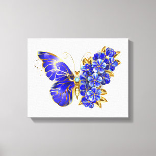 Flower Sapphire Butterfly Canvas Print