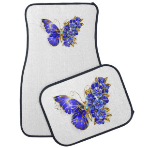 Flower Sapphire Butterfly Car Floor Mat