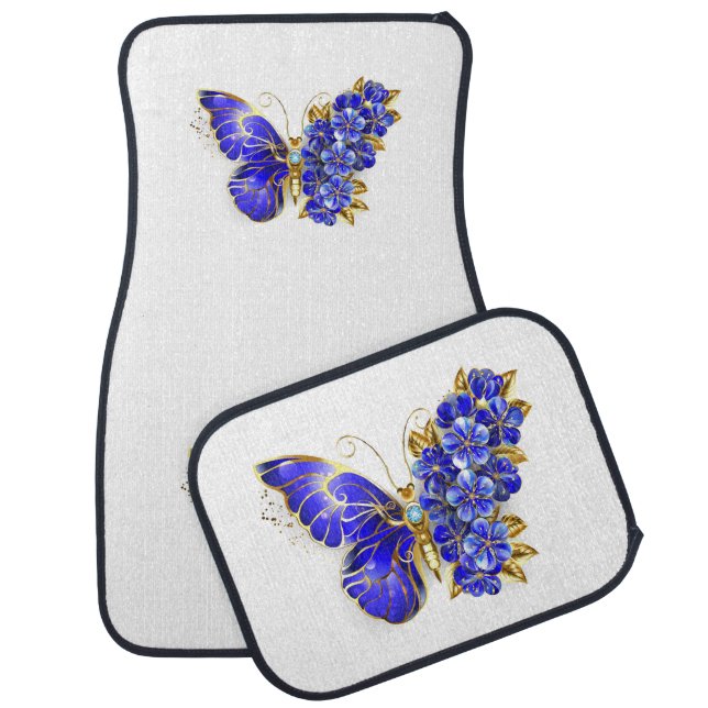 Flower Sapphire Butterfly Car Floor Mat (Set)