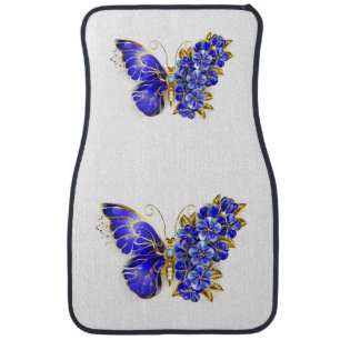 Flower Sapphire Butterfly Car Floor Mat