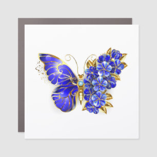 Flower Sapphire Butterfly Car Magnet