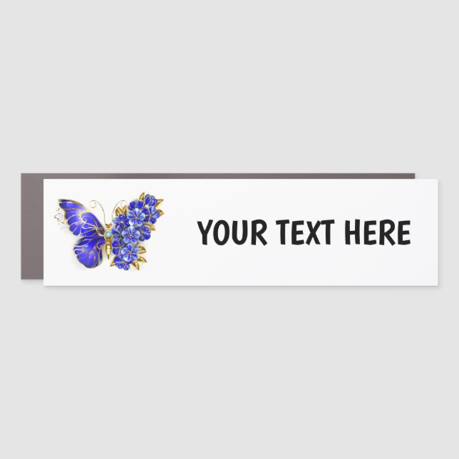 Flower Sapphire Butterfly Car Magnet (Front)