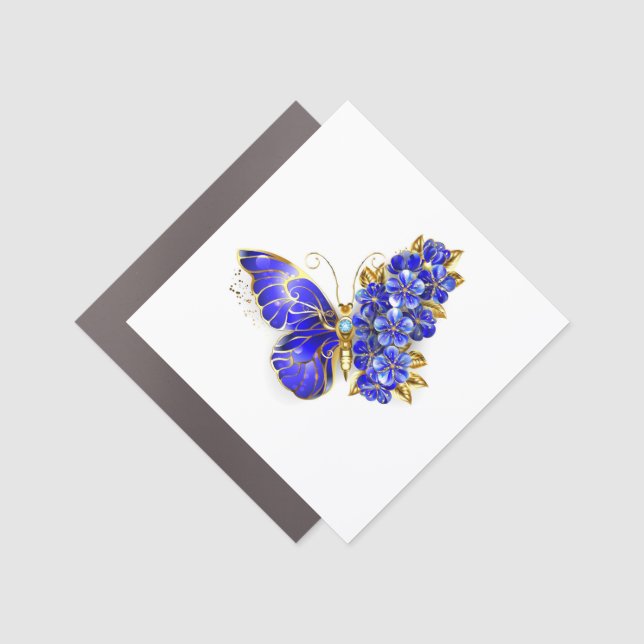 Flower Sapphire Butterfly Car Magnet (Front)