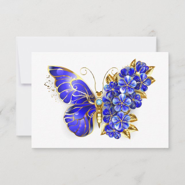 Flower Sapphire Butterfly Card (Front)
