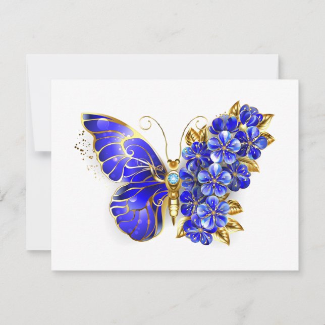 Flower Sapphire Butterfly Card (Front)