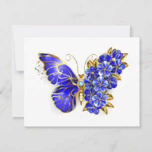 Flower Sapphire Butterfly Card