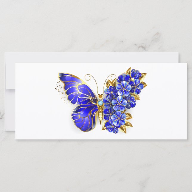 Flower Sapphire Butterfly Card (Front)