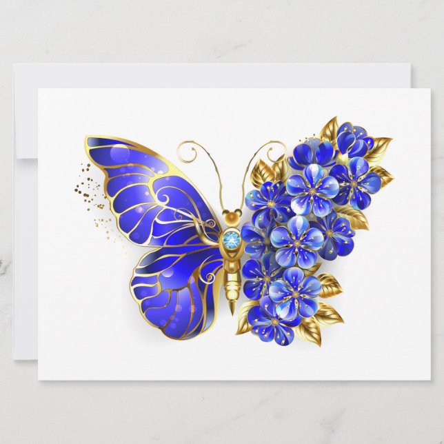 Flower Sapphire Butterfly Card (Front)