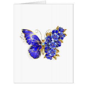 Flower Sapphire Butterfly Card