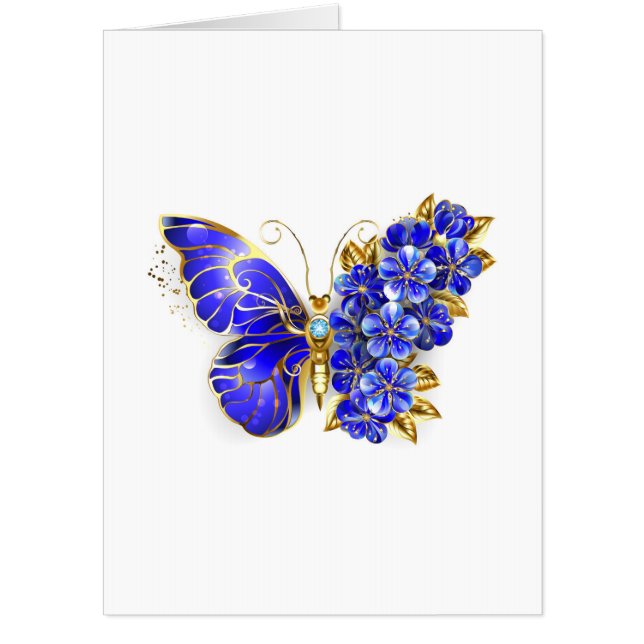 Flower Sapphire Butterfly Card (Front)