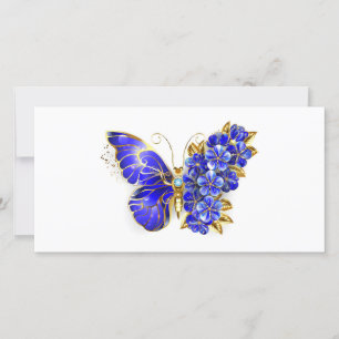 Flower Sapphire Butterfly Card