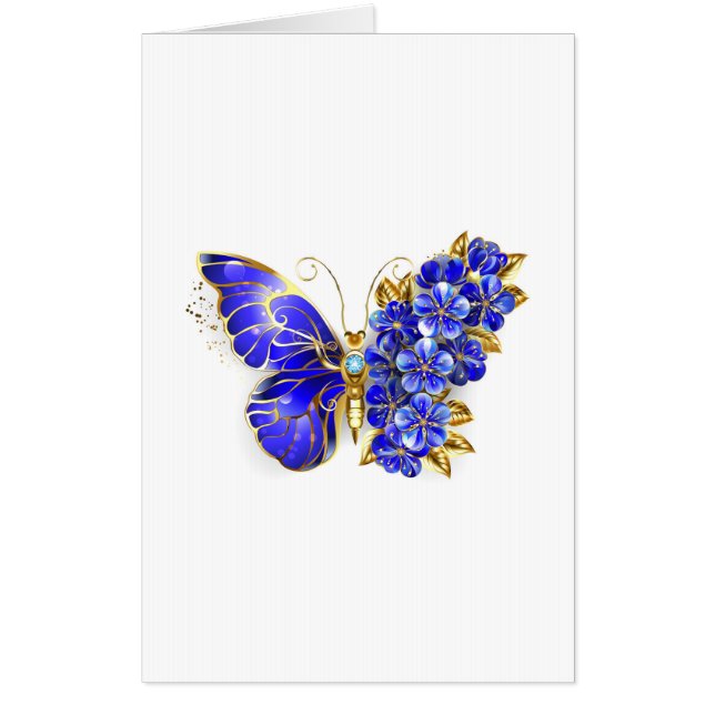 Flower Sapphire Butterfly Card (Front)
