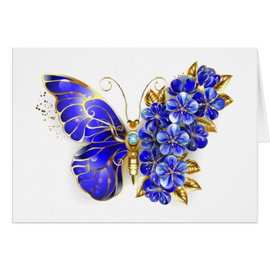Flower Sapphire Butterfly Cards (Front Horizontal)