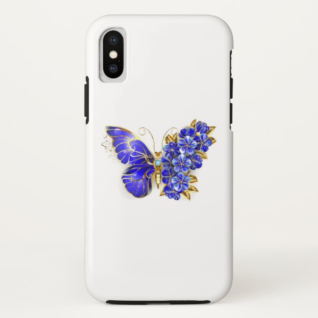 Flower Sapphire Butterfly Case-Mate iPhone Case (Back)