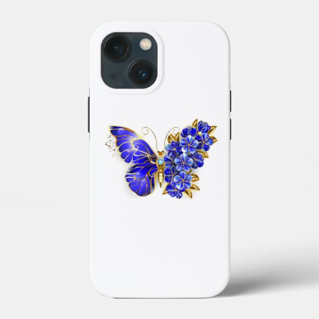 Flower Sapphire Butterfly Case-Mate iPhone Case (Back)