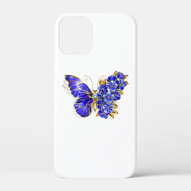 Flower Sapphire Butterfly Case-Mate iPhone Case (Back)