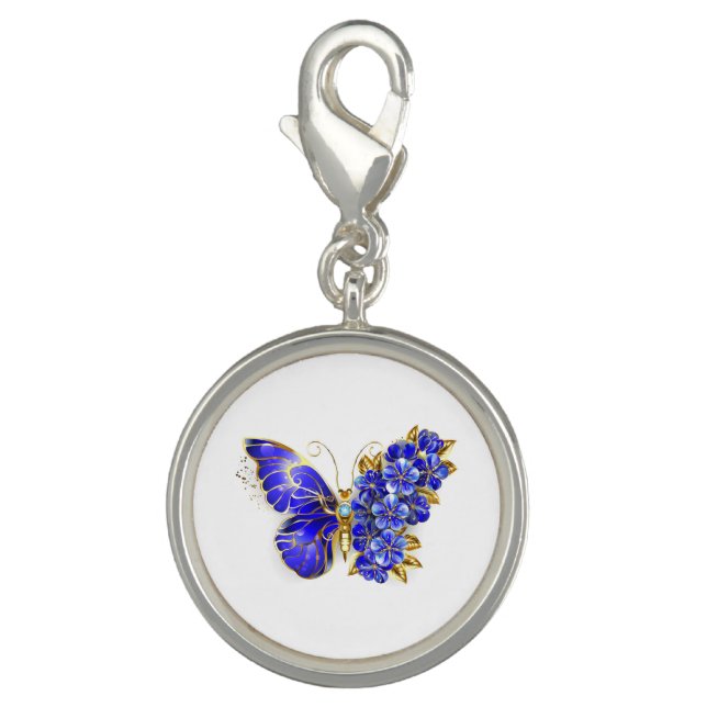 Flower Sapphire Butterfly Charm (Front)