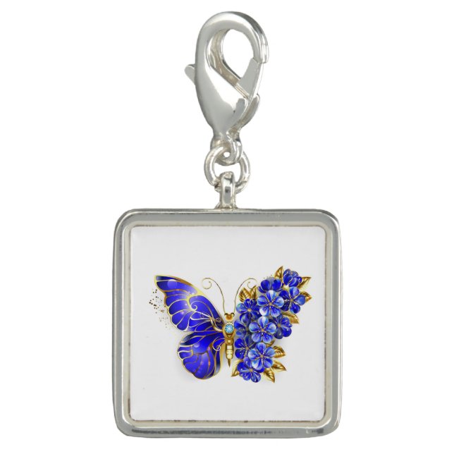 Flower Sapphire Butterfly Charm (Front)
