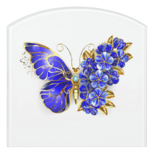 Flower Sapphire Butterfly Door Sign