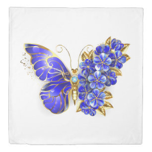 Flower Sapphire Butterfly Duvet Cover