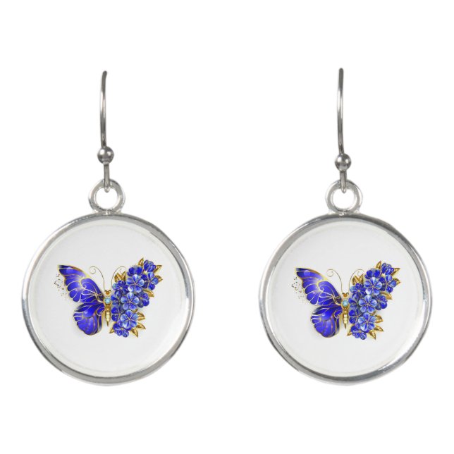 Flower Sapphire Butterfly Earrings (Front)