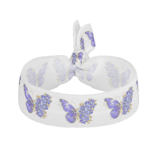 Flower Sapphire Butterfly Elastic Hair Tie (Front)