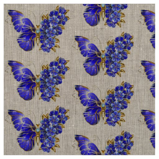 Flower Sapphire Butterfly Fabric