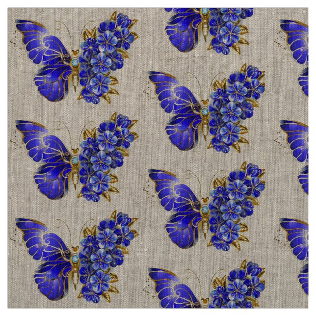 Flower Sapphire Butterfly Fabric (Swatch)
