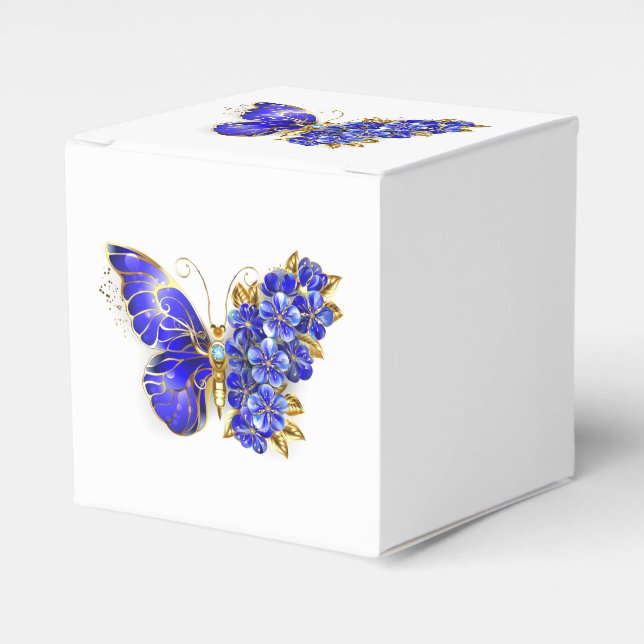 Flower Sapphire Butterfly Favor Boxes (Front Side)