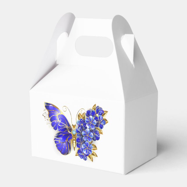 Flower Sapphire Butterfly Favor Boxes (Front Side)