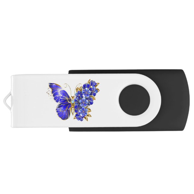 Flower Sapphire Butterfly Flash Drive (Back)