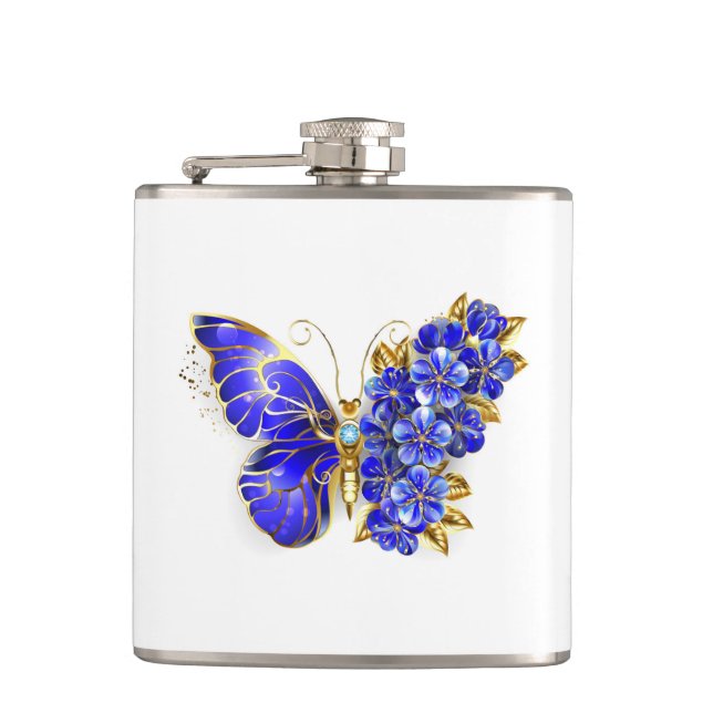 Flower Sapphire Butterfly Flask (Front)