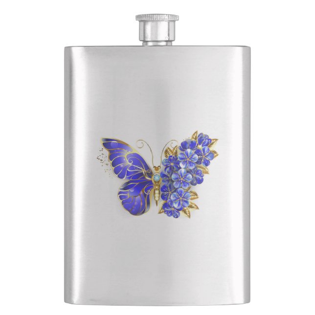 Flower Sapphire Butterfly Flask (Front)