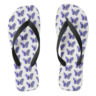 Flower Sapphire Butterfly Flip Flops