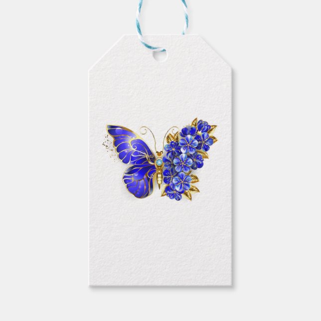 Flower Sapphire Butterfly Gift Tags (Front)