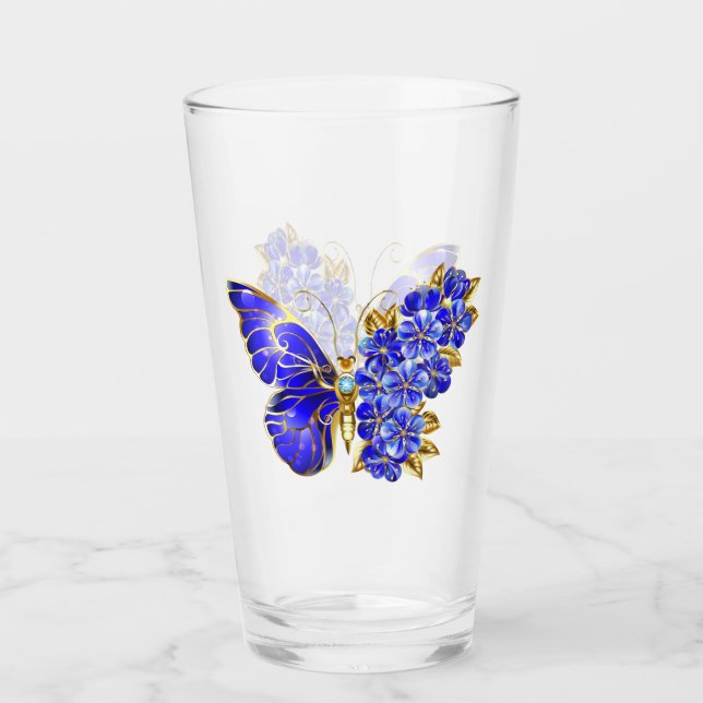 Flower Sapphire Butterfly Glass (Front)