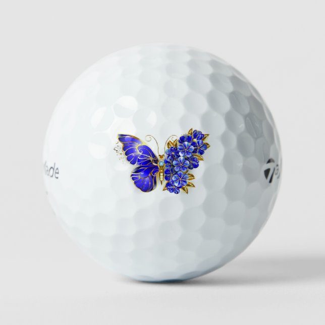 Flower Sapphire Butterfly Golf Balls (Front)