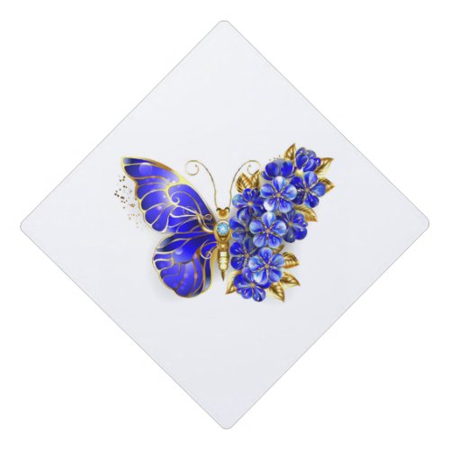 Flower Sapphire Butterfly Graduation Cap Topper