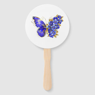 Flower Sapphire Butterfly Hand Fan