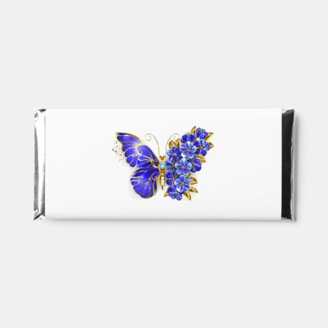 Flower Sapphire Butterfly Hershey Bar Favors (Front)