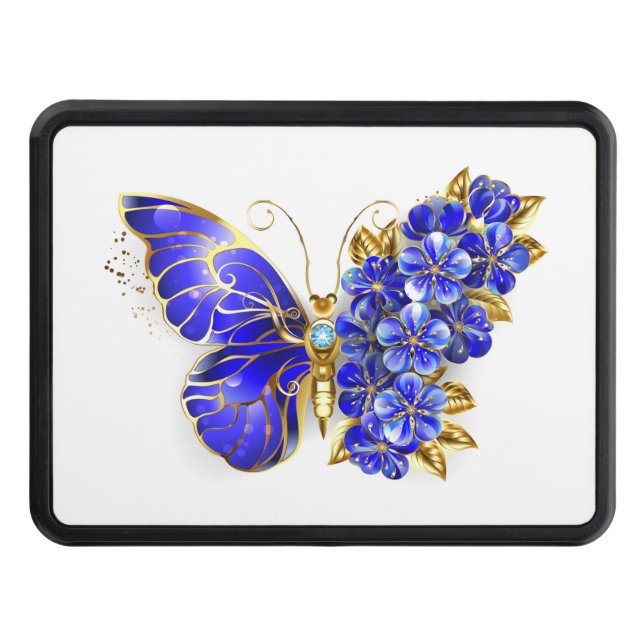 Flower Sapphire Butterfly Hitch Cover (Front)