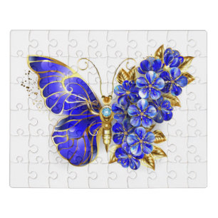 Flower Sapphire Butterfly Jigsaw Puzzle