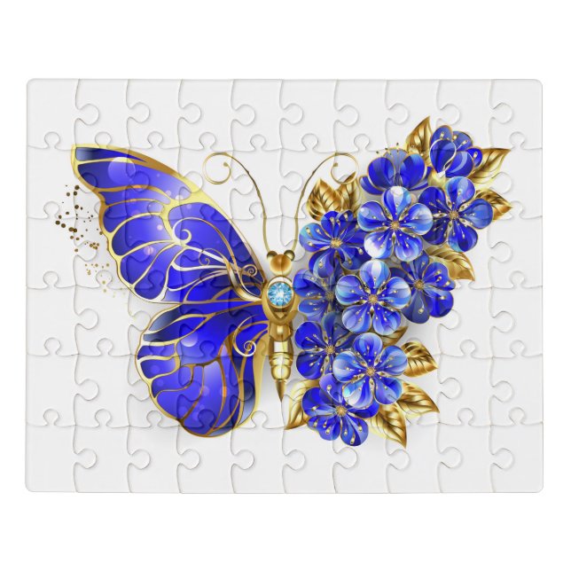 Flower Sapphire Butterfly Jigsaw Puzzle (Puzzle Horizontal)