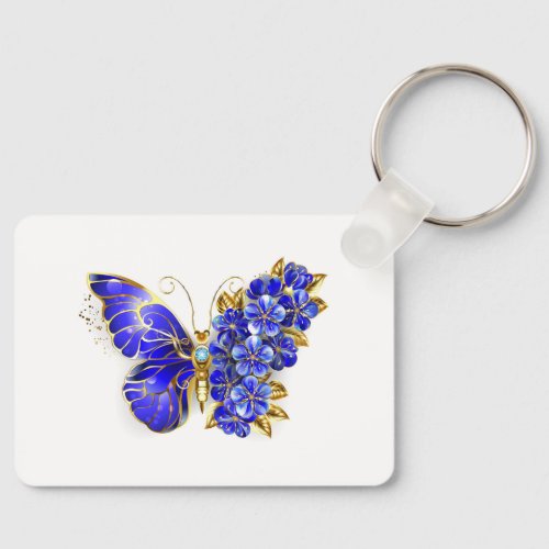 Flower Sapphire Butterfly Keychain