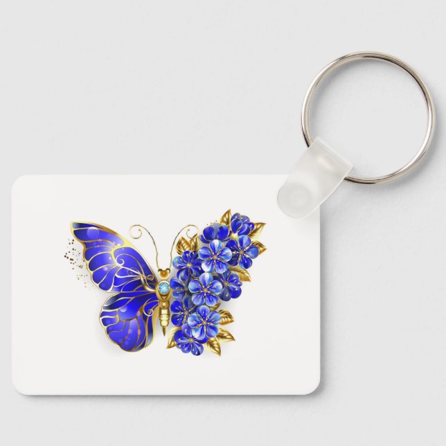 Flower Sapphire Butterfly Keychain (Front)