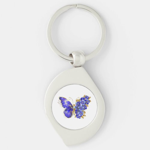 Flower Sapphire Butterfly Keychain