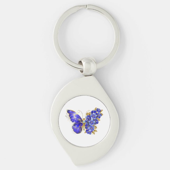 Flower Sapphire Butterfly Keychain (Front)