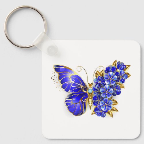 Flower Sapphire Butterfly Keychain