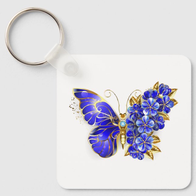 Flower Sapphire Butterfly Keychain (Front)