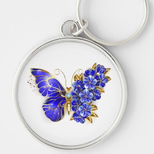 Flower Sapphire Butterfly Keychain